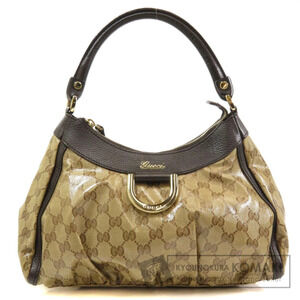 Gucci Crystal Abbey D Ring Shoulder Bag Beige Brown